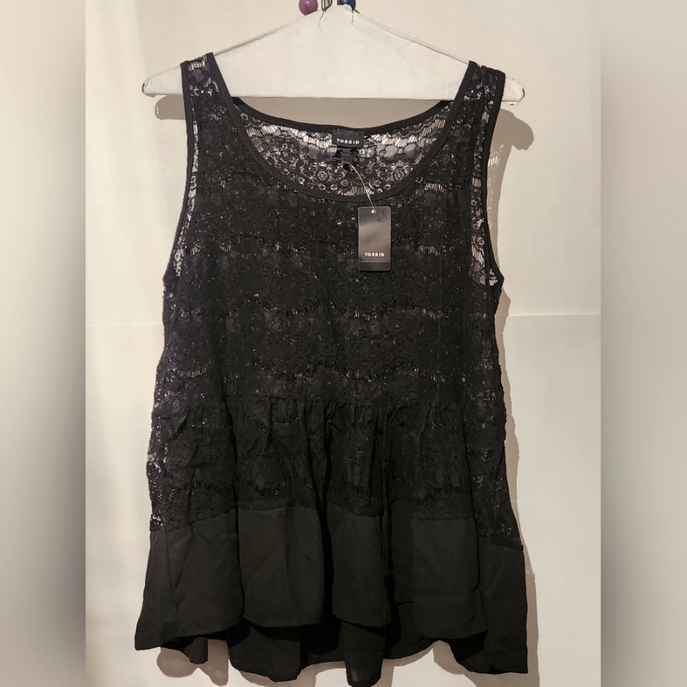 Brand New With Tags!  Torrid Lace Sheer Babydoll Tank Top!  Size 1!